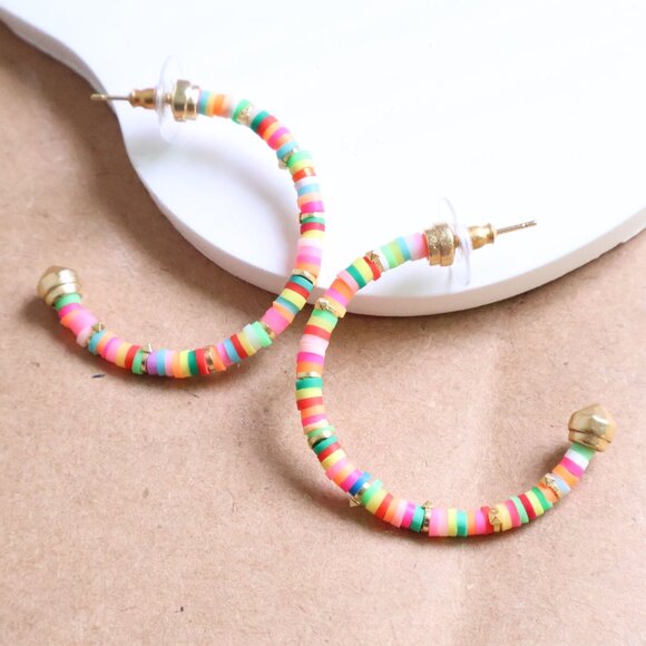 Kendra Scott Small Hoop Earrings | Reece | Gold Neon Mix - Picture 2 of 2